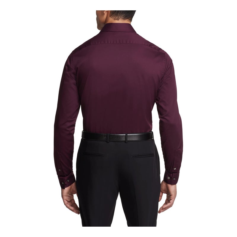 Van Heusen فان هيوزن للرجال قميص رسمي ضيق مع ياقة فليكس مطاطية بلون موحد، هيرث، 17.5 رقبة 32 -33 كم أمريكي - Image 2
